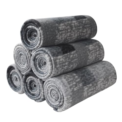 ZYFZCYBL Fleece Throw Blankets for Couch Bulk Lightweight Warm Soft Cozy Blanket 6 Pack Bulk Fleece Blanket Solid for Bed Couch Office Gifts Outdoor 50 x 60 inch Grey Plaid - color: Plaid (Grey)