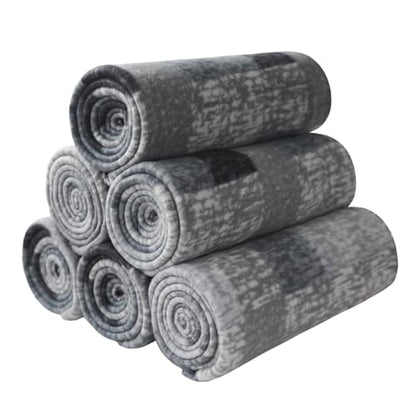ZYFZCYBL Fleece Throw Blankets for Couch Bulk Lightweight Warm Soft Cozy Blanket 6 Pack Bulk Fleece Blanket Solid for Bed Couch Office Gifts Outdoor 50 x 60 inch Grey Plaid - color: Plaid (Grey)