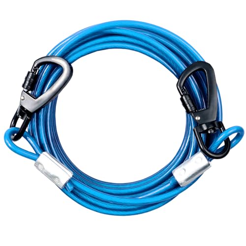 10FT Heavy Duty Tie Out Cable for Large Dogs Up to 125lbs - Chew Proof, Sturdy Runner & Leads for Yard or Camping - color: Blue, size: 250lbs / 10ft