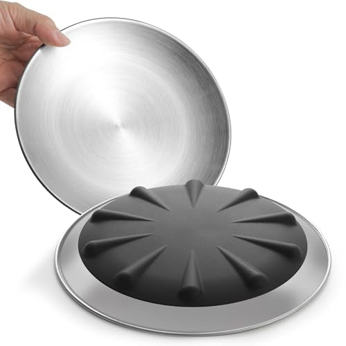 WROSWT 304 Stainless Steel Cat Plates for Wet food, 6.7" Shallow/Wide Whisker Friendly Cats Food Bowls, Non-Slip Silicone Base,Easy to Clean Indoor Cat Feeding Dishes, 2 Pack - size: Cat Plates - 2 Pack