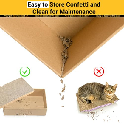 Cat Scratcher with 2 Boxes, 6 PCS Replacement Reversible Cat Scratching Board for Cat Paws, Large Cat Scratcher Cardboard Corrugated for Indoor Cats