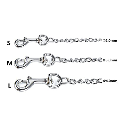 Chew Proof Metal Chain Leash,Nylon Handle with Soft Neoprene Padding and Reflective Stripe for Small Dogs.(S, Black Handle) - color: Reflective Black, size: Small