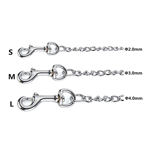 Chew Proof Metal Chain Leash,Nylon Handle with Soft Neoprene Padding and Reflective Stripe for Small Dogs.(S, Black Handle) - color: Reflective Black, size: Small