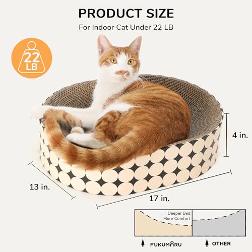 FUKUMARU Cardboard Cat Scratcher Bed, 2-in-1 Oval Cat Scratch Pad, Cats Scratching Board Lounge Bed Indoor, Durable Modern Kitty Scratcher Bowl, Cats Scratch Furniture Protector, Polka Dot - color: Polka Dot