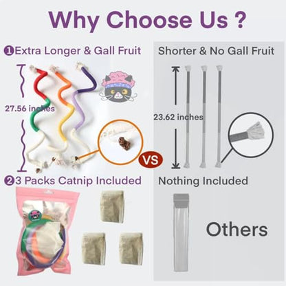 Cat Toys for Indoor Cats, Kitten Toys for Indoor Kittens, Catnip Rope Chew Toys for Teeth Cleaning, Interactive Cat String Toy, Kitty Kicker Toy, 3 Pack (Plus 3 Pouches of Catnip) - size: Large 3 Pack