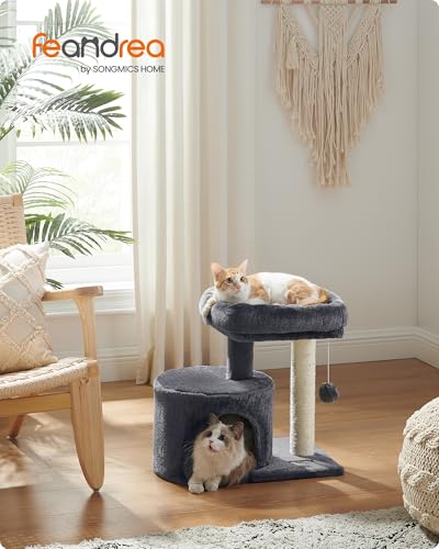 Feandrea Cat Tree, Small Cat Tower with Sisal Scratching Post, Plush Condo with Padded Perch, for Small Spaces, Kittens, Smoky Gray UPCT50G - color: Smoky Gray