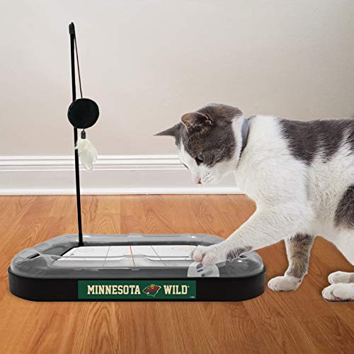 Pets FIrst Cat Scratching Toy NHL Minnesota Wild Hockey Field Cat Scratcher Tiy with Interactive Cat Ball Bell in Tracks. 5-in-1 CAT Toy - color: Minnesota Wild