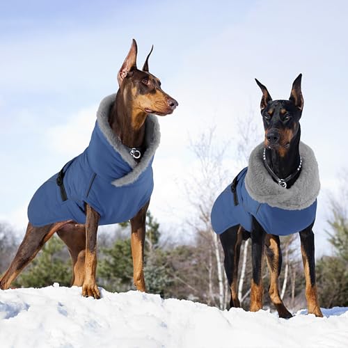 Dog Coat, Waterproof Dog Winter Jacket with Adjustable Buckle, Reflective Turtleneck Pet Snow Vest Warm Fleece Sweater for Small Medium Large Dogs - Blue, M - color: Blue, size: Medium