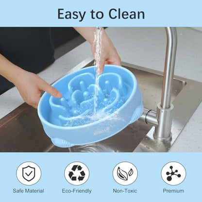MateeyLife Large Slow Feeder Dog Bowls 2PCS, Anti-Choking Puzzle Dog Food Bowls, Anti-Slip Interactive Feeding Slow Down Eating, Bloat Stop Maze Dishes for Large Breeds 4 Cups - color: A-LightBlue&DarkBlue, size: Large