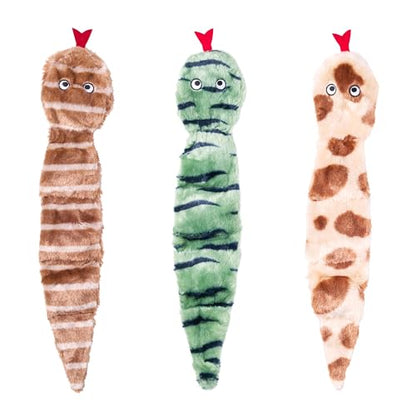 ZippyPaws Skinny Peltz - No Stuffing Dog Toy Pack to Keep Them Busy, for Medium and Large Dogs, Squeaky Pet Toys, Unstuffed Chew Toys, Soft Plush Variety Pack, Desert Snakes - 18" - style: Desert Snakes - Large (3-pack)
