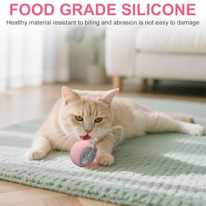 Interactive Cat Ball Toy Active Smart Rolling Balls Automatic Kitten Toys with Elastic Mesh Tail Rechargeability Motion Activated Pet Ball for Indoor Cats