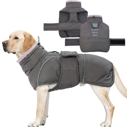 Dog Winter Coat for Small to Large Dogs(XS-XXXL)– Waterproof Windproof Fleece Lined Jacket with Reflective Trim,Pet Vest with Adjustable Buckles, Machine Washable Grey XL - color: Grey, size: X-Large