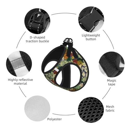 Hawaiian Tribal Elements and Hibiscus Dog Harness and Leash Set, No Pull Reflective Adjustable Soft Mesh Padded Pet Vest with Safety Buckle for Small Medium Dogs and Cats Medium - color: Hawaiian Tribal Elements And Hibiscus, size: Medium