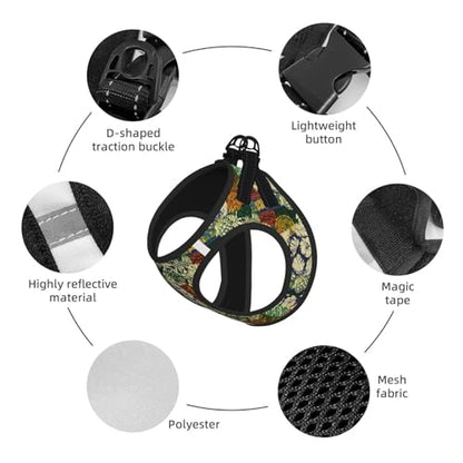 Hawaiian Tribal Elements and Hibiscus Dog Harness and Leash Set, No Pull Reflective Adjustable Soft Mesh Padded Pet Vest with Safety Buckle for Small Medium Dogs and Cats Medium - color: Hawaiian Tribal Elements And Hibiscus, size: Medium