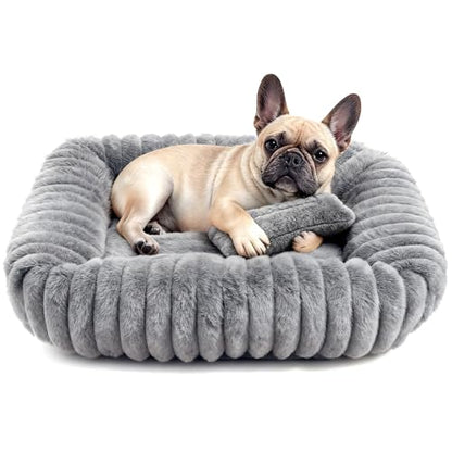 Dog Bed for Small Medium Size Dog, Washable Self Warming Dog Cat Beds for Indoor Cats Fluffy Rabbit Fur Pet Bed for Puppy and Kitten, Orthopedic Dog Cat Beds with Removable Cover & Anti-Slip Bottom - size: 28*22* 8 inches