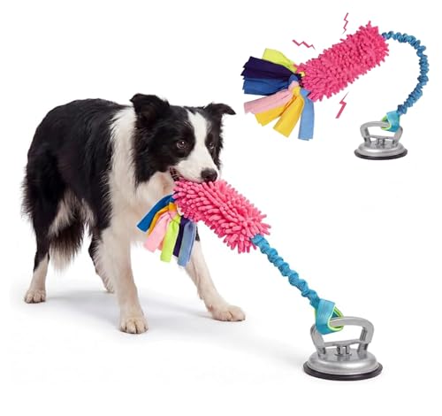 Dog Tug Toy, Self-Play Interactive Teeth Cleaning Toy for Boredom Relief, Chew Toy for Small Medium Dogs, 23.6" Rope for Aggressive Chewers (Red)