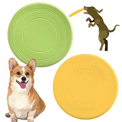 coldchill 7 Inch Dog Flying Disc, Puppy Flyer Toy React Faster Training Interactive Toys for Small Medium Dog, Lightweight Durable and Water Resistant Floating Saucer (Green+Yellow) - color: Green+Yellow