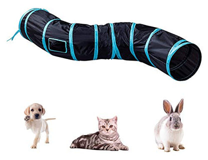 iCAGY Cat Tunnel for Indoor Cats Interactive, Rabbit Tunnel Toys, Pet Toys Play Tunnels for Cats Kittens Rabbits Puppies Crinkle Pop Up Black 47" Shape S - color: Black