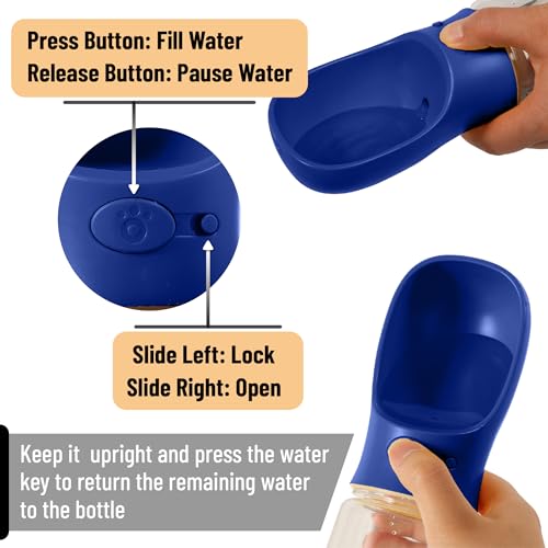 Mr. Pen- Portable Dog Water Bottle, 19 oz, Large, Leak Proof Puppy Water Dispenser with Drinking Feeder for Pets, Outdoor Walking, Hiking, Travel, Not Dishwasher Safe - color: Navy Blue