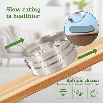 Stainless Steel Slow Feeder Dog Bowls – Non-Slip Metal Dog Bowl for Large & Medium Breeds, Puppy Puzzle Feeder – 2 Cup Capacity for Small to Big Pets – Durable Slow Feed Dog & Cat Food Dish - color: Paw