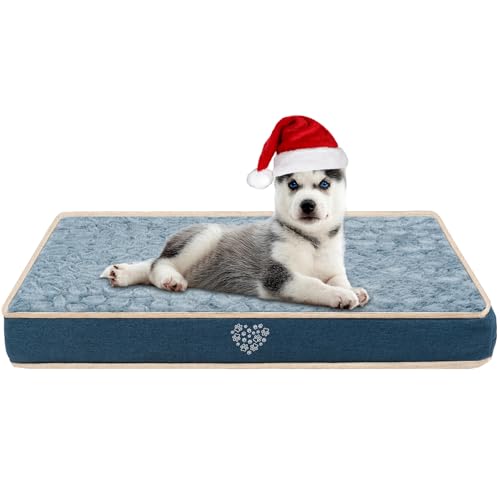 VANKEAN Waterproof Dog Crate Pad Bed Mat Reversible (Warm&Cool), Removable Washable Cover & Waterproof Inner Lining, Pet Crate Mattress for Cats and Dogs, Joint Relief Dog Bed for Crate, Navy - size: Small