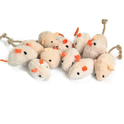 emours 12pcs Pack Mice Toys for Cats Kitten Plush Mouse Toys with Catnip,Colors Varies