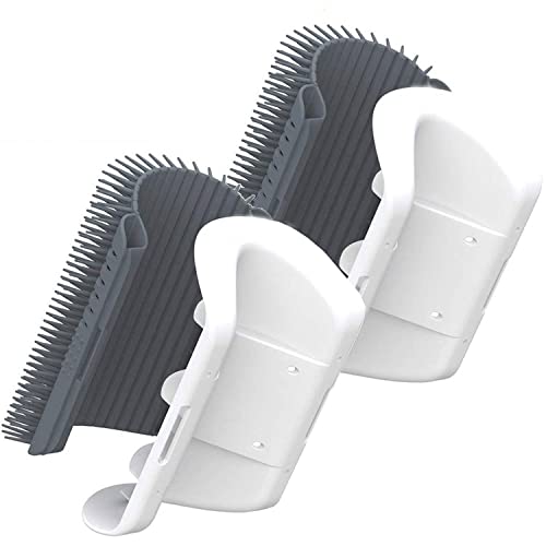 3.0 Softer Cat Self Groomer with Catnip, Dog Cat Corner Groomer,Wall Corner Scratcher Comb,Grooming Massage Brush, Perfect Scratch Massager Tool for Long & Short Fur Kitten/Puppy (2 Pack) - color: 3.0 Softer Grey (2 Pack)