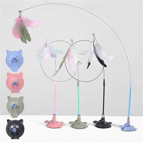 Pet Toy Kitten Teaser Wand Suction Cup Base Interactive Kitten Teaser Exercise and Entertainment for Active Felines Toy - color: Green
