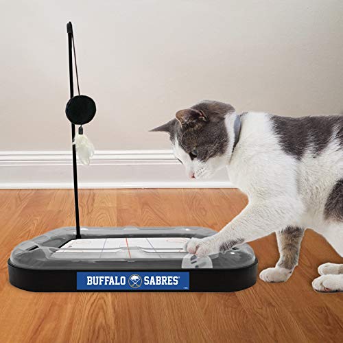 Pets First 5-in-1 NHL Buffalo Sabres Hockey Field Cat Scratcher Toy with Interactive Cat Ball Bell - color: Buffalo Sabres