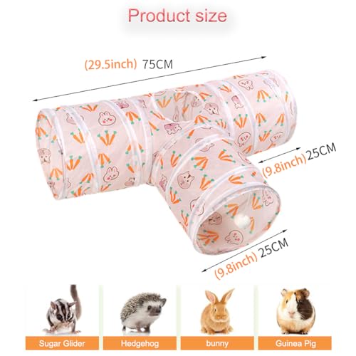 3 Way Washable Hideout Toys, Small Pet Tunnels and Tubes for Baby Rabbit Ferret Hamster Chinchilla Hedgehog Hiding and Resting (White) - color: White