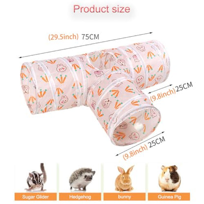 3 Way Washable Hideout Toys, Small Pet Tunnels and Tubes for Baby Rabbit Ferret Hamster Chinchilla Hedgehog Hiding and Resting (White) - color: White