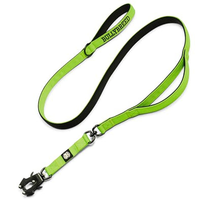 BULLYBREED | Heavy Duty Dog Leash, Tactical Dog Leash, Quick Release Frog Clip with Anti-Tangling Swivel System for Large Dogs that Pull with Soft Double Handles (5 FT Long, Neon Green) - color: Neon Green