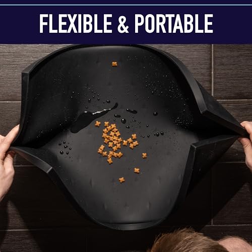 Leash Boss Waterproof Silicone Pet Feeding Mat - Raised-Edge Spill Containment Dog Placemat - Non-Slip Dishwasher-Safe Pet Food Mat for Bowls - 20 x 13 in, Gray - color: Grey, size: ML - 20" x 13"