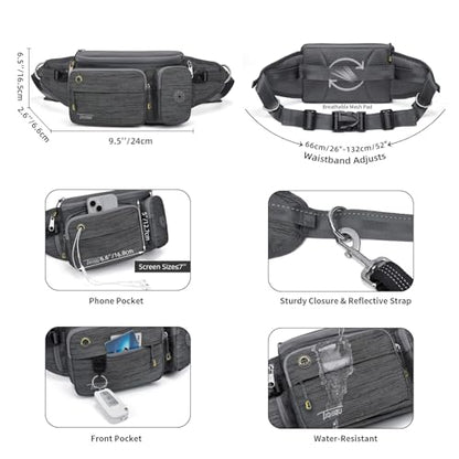 TUDEQU 4-in-1 Running Leash with Large Fanny Pack,Around The Waist Dog Leash Belt, Fanny Pack for Dog Walking - color: DARK GREY