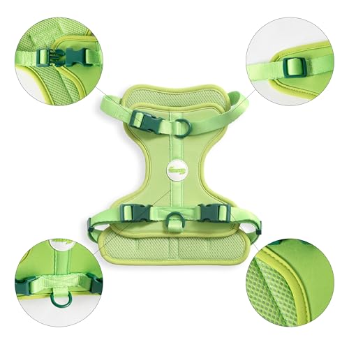 HNS1002B Arlo Medium Adjustable Soft Padded No Pull Pet Harness with 3 Buckles and 3 Leash Clips, Mojito - color: Light Green, size: Medium (Chest: 18 - 28")