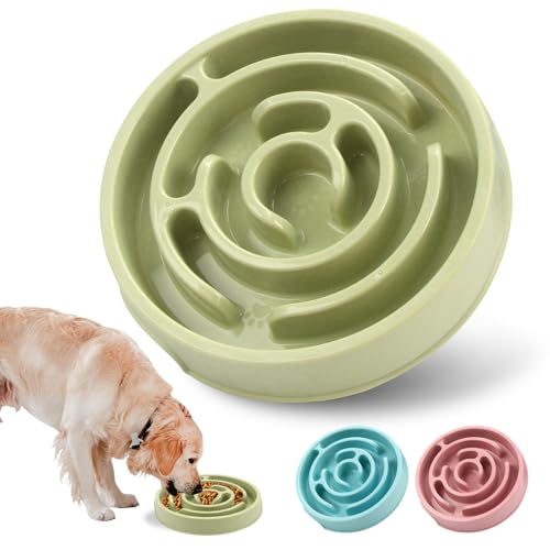 Slow Feeder Dog Bowls,Puzzle Dog Bowl with Anti-Slip, Slow Feeder & Non-Slip Design, Boredom and Anxiety Reducer, Suitable for All Breed Dogs and Cat - color: Green