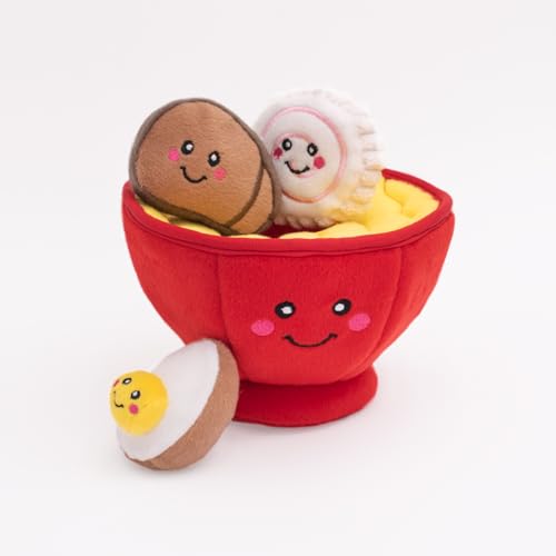 ZippyPaws Burrow- Interactive Dog & Puppy Toys for Boredom, Stimulating Pet Products to Keep Them Busy, Hide & Seek Plush Dog Puzzle, Enrichment Squeaky Toy, for Small & Medium Dogs- Ramen Bowl - style: Ramen Bowl