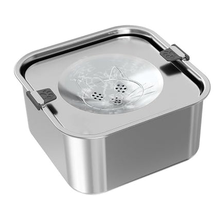 No Spill Water Bowl for Dogs, 101oz/3L Slobber Stopper Stainless Steel, Slow Drinking Dog Water Bowl, Spill Proof, Dishwasher Safe, Silver