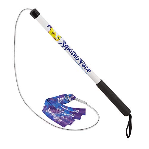 Squishy Face Studio Flirt Pole V2 with Lure - Durable Dog Toy for Fun Obedience Training & Exercise Jr. - 24 inch - color: Purple/Blue Tie Dye, size: Junior (24 in), style: No Squeaker