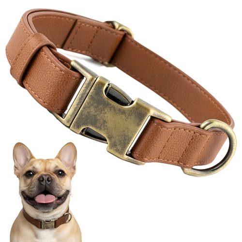 Leather Dog Collar Silicone Soft Flexible Waterproof Odor-Proof Durable Thick Classic Adjustable Pet Puppy Collar Dog Collars for Small Dogs (Brown, Small (11-15.5" Neck)) - color: Brown, size: Small (11 - 15.5" Neck)