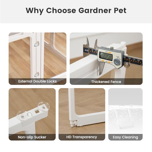 Clear Acrylic Dog Playpen - 50 x 33.4 Inch, 24" H 10 Planes Transparent Dog Fence Indoor, Sturdy Pet Pen for Puppy/Small Dog/Rabbit/Pig, Easy Assemble & Cleaning Plastic Whelping Box Enclosure, White - color: White