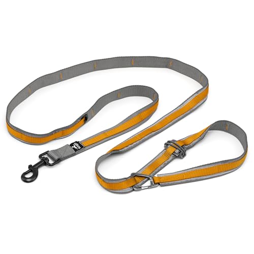 Kurgo 6 in 1 Quantum Leash, Hands Free Leash for Dogs, Running Belt Lead, Crossbody & Waist Belt Style, Reflective, Carabiner Clip, for Training, Hiking, or Jogging, 4 Colors - color: Orange