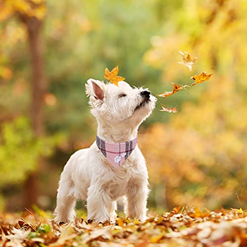 EXPAWLORER Puppy Collar and Leash Set - Plaid Dog Collar and Leash with Bow Tie and Bandana, Bell, XS Pink - color: Pink, size: X-Small