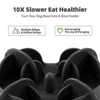 Jaoul Slow Feeder Dog Bowls Insert, 5.4 Inch Cuttable Slow Feeder Insert with 17 Octopus Suction Cups for Small Size Dog Food Bowl (Small, Black) - color: Black, size: Cuttable(Small)