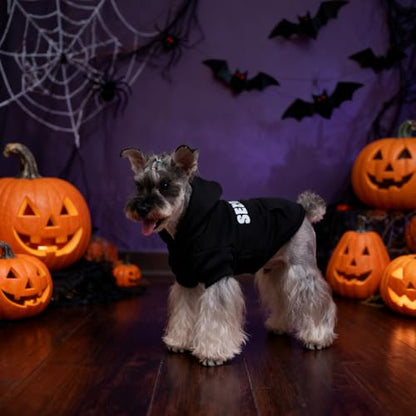 EXPAWLORER Dog Hoodies- Soft and Warm Dog Sweatshirt with Leash Hole, Halloween Dogs Costume Winter Autumn Fleece Pet Clothes with Print for Puppy,Cat, Small Medium Large Dogs (X-Small, Security) - size: X-Small