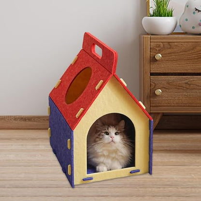 Felt Cat House Hideaway Cave Shelter, Scratch Resistant Indoor Cat Bed, Warm Spacious Play and Rest House for Cats- Style B - color: Style B