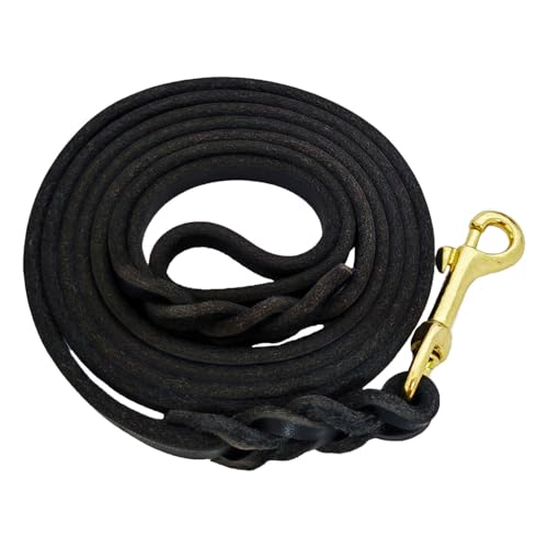 LWBMG Leather Dog Leash 4ft x 1/2 inch, Leather Dog Leash for Small Dogs, Strong Sturdy Genuine Leather Braided Dog Leash, Soft and Comfortable Leather Training Leash for Small Medium Dogs Black - color: Black, size: 4ft x 1/2 inch