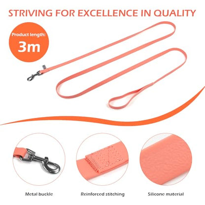 Wolfone 10ft Pale Pink Long Leash - Waterproof Training Dog Leash for Recall, Swimming, Camping, Beach, Hunting, Walking（3m*19mm*2.7mm） - color: Pale Pink, size: 10FT