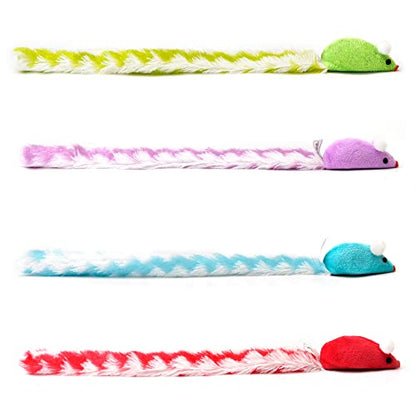 CHIWAVA 4 Packs 15 Inch Long Soft Plush Cat Toys Mice with Rattle Rustle Sound Small Mouse Activity Interactive Toy - size: Plush Mice with Rattle
