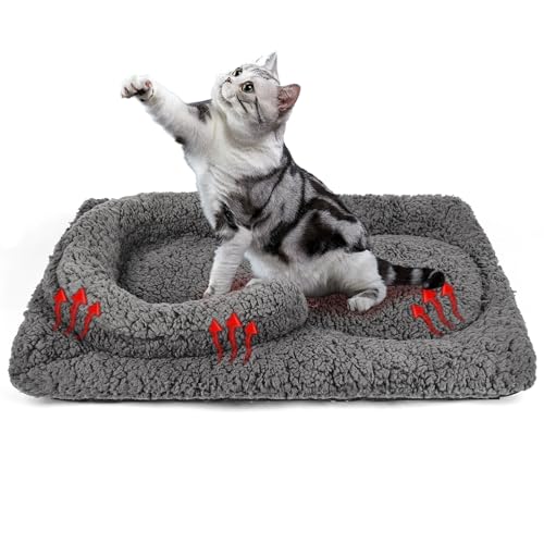 TailTastic Self Warming Cat Bed Mat with U-Shaped Pillow -24"x18" Soft Thickened Thermal Cat Bed, Machine Washable Heat Retention Pad for Indoor Cats